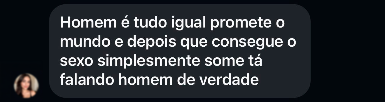 Mensagem sobre promessas e afastamento depois do sexo.